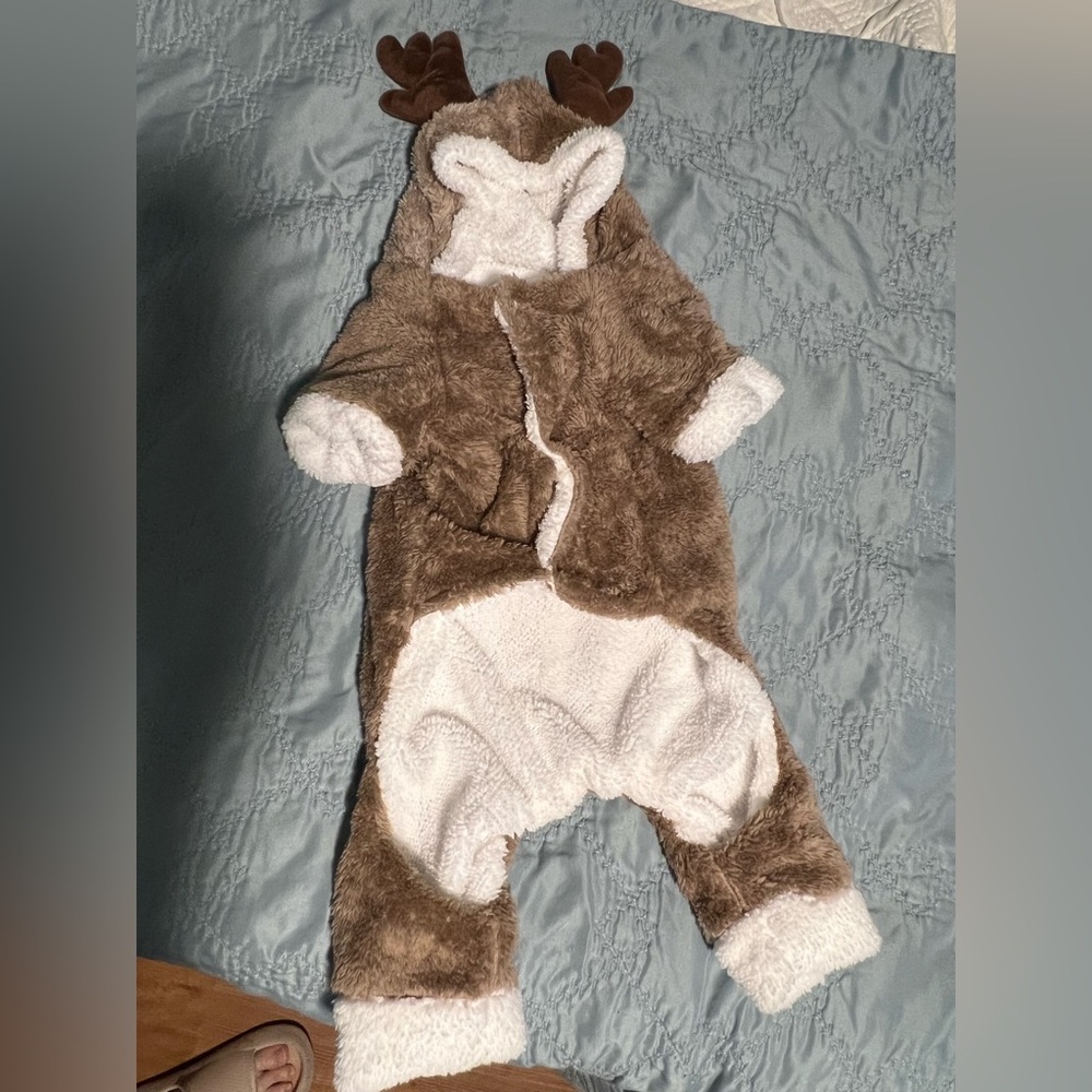 Adorable Brown and White Reindeer pet Onesie